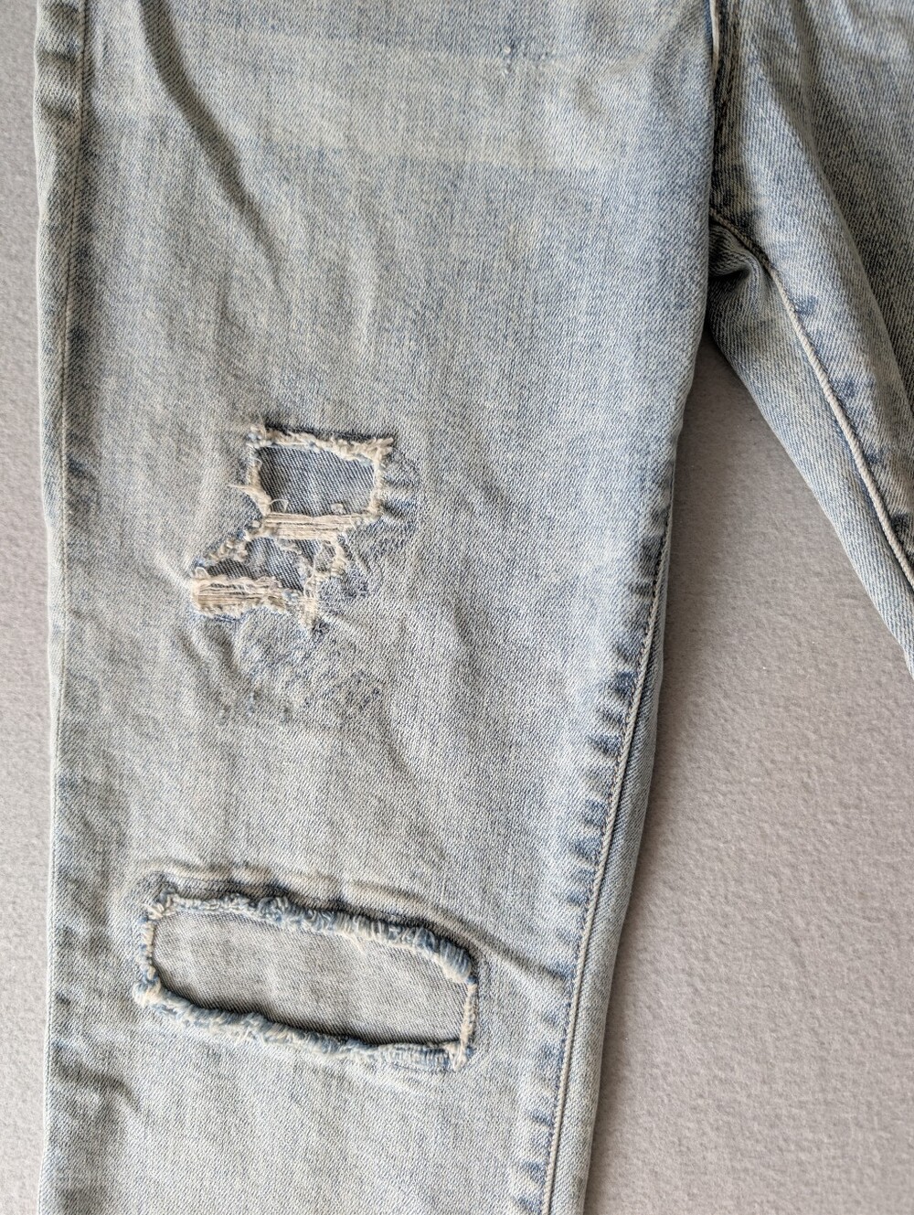 Point Sur High Rise Distressed Patches Light Wash Slim Boy Women's Jeans Sz 27P image 10